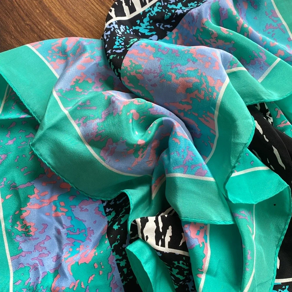 Honey Silk Scarf 80s Abstract